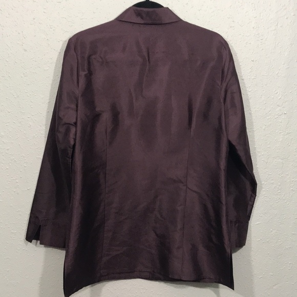 Chico’s Deep Purple 3/4 Sleeve Silk Button Down Tunic size 1 equals M/8 - Picture 2 of 10